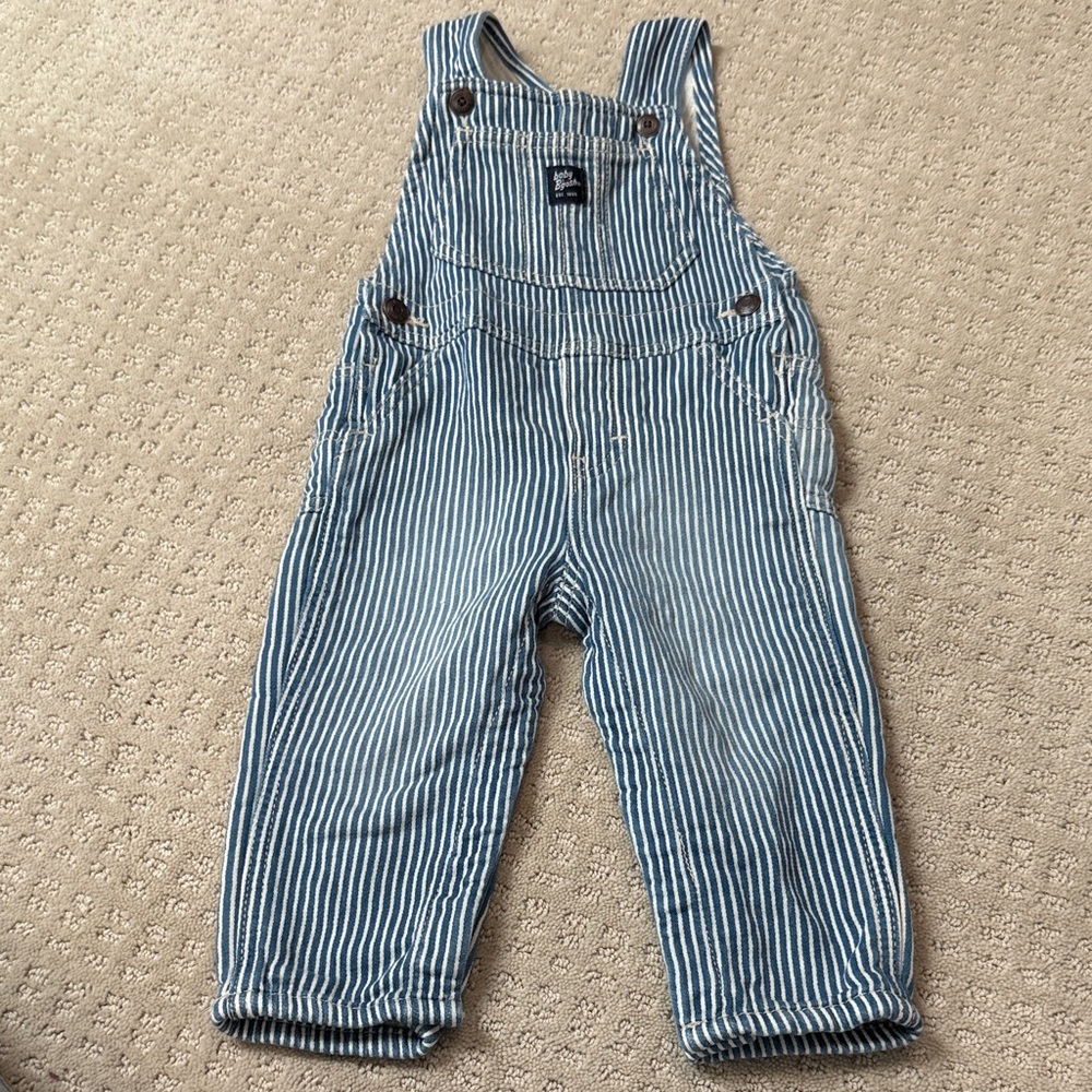 Carter's Hickory Striped Knit-Like Overalls in Blue/White